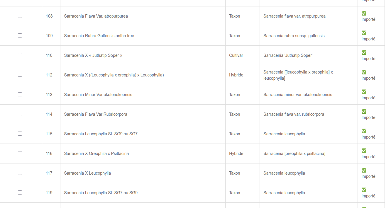 Aperçu de l'import de liste de culture FleyeTrap
